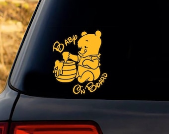 Winnie The Pooh | Winnie The Pooh Decal | Baby Winnie The Pooh On Board | Baby On Board | Car Decal