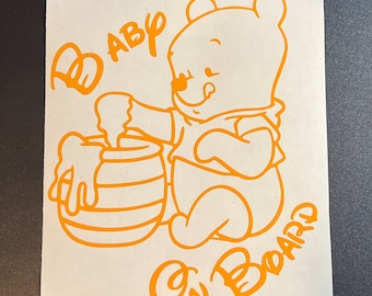 Winnie The Pooh | Winnie The Pooh Decal | Baby Winnie The Pooh On Board | Baby On Board | Car Decal