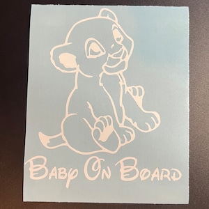 Lion King Baby On Board | Baby Lion King Decal | Lion King Decal | Baby On Board | Car Decal