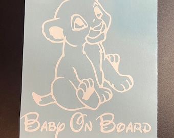 Lion King Baby On Board | Baby Lion King Decal | Lion King Decal | Baby On Board | Car Decal