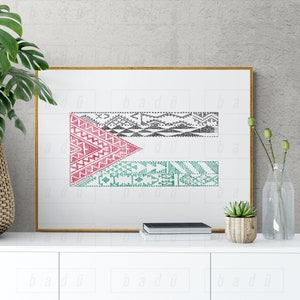 Palestine Tatreez Flag Downloadable Art,Modern Print, Vintage Wall Art,Minimalist Textile Printable Art,Boho Wall Decor