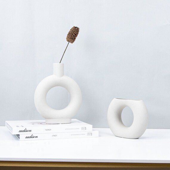 Donut Vase Ceramic White Donut Vase Half Donut Vase Etsy