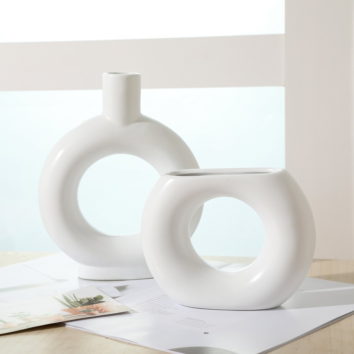 White Tall Floor Vase Decor Ceramic Vases for Flowers Nordic Etsy