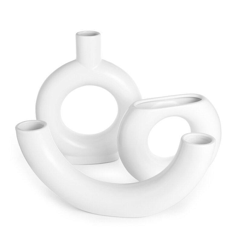 C Shape Ceramic Vases for Flowers White Ceramic Vase Flower Etsy