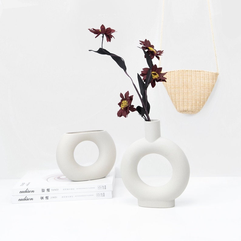 Ceramic White Donut Vase Ceramic Donut Vase Half Donut Vase Etsy