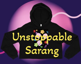 Unstoppable Sarang  in black bg - Crop Hoodie