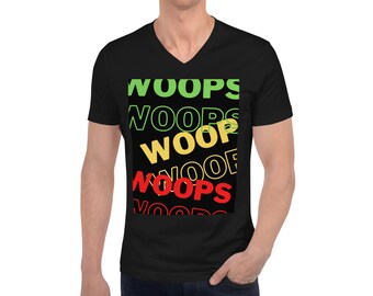 WOOPS Unisex Short Sleeve V-Neck T-Shirt