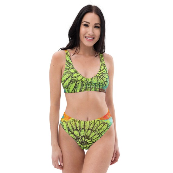 Women in Love Beautiful Summer Beach Holidays Fashion Art Recycled  High-waisted Bikini Ep2 