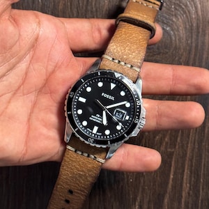 watch strap italian khakee leather