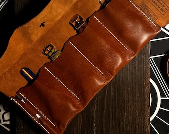 Travel leather watch roll for 4 watches
