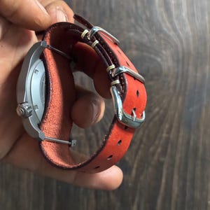 nato strap in vechetta italian leather reddish tan color