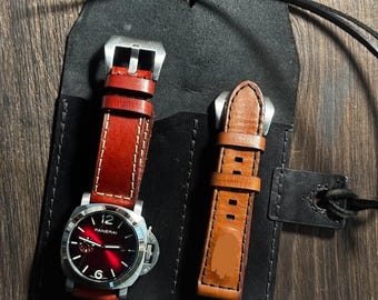 personlised leather watch roll for 1 watche and 1 strap