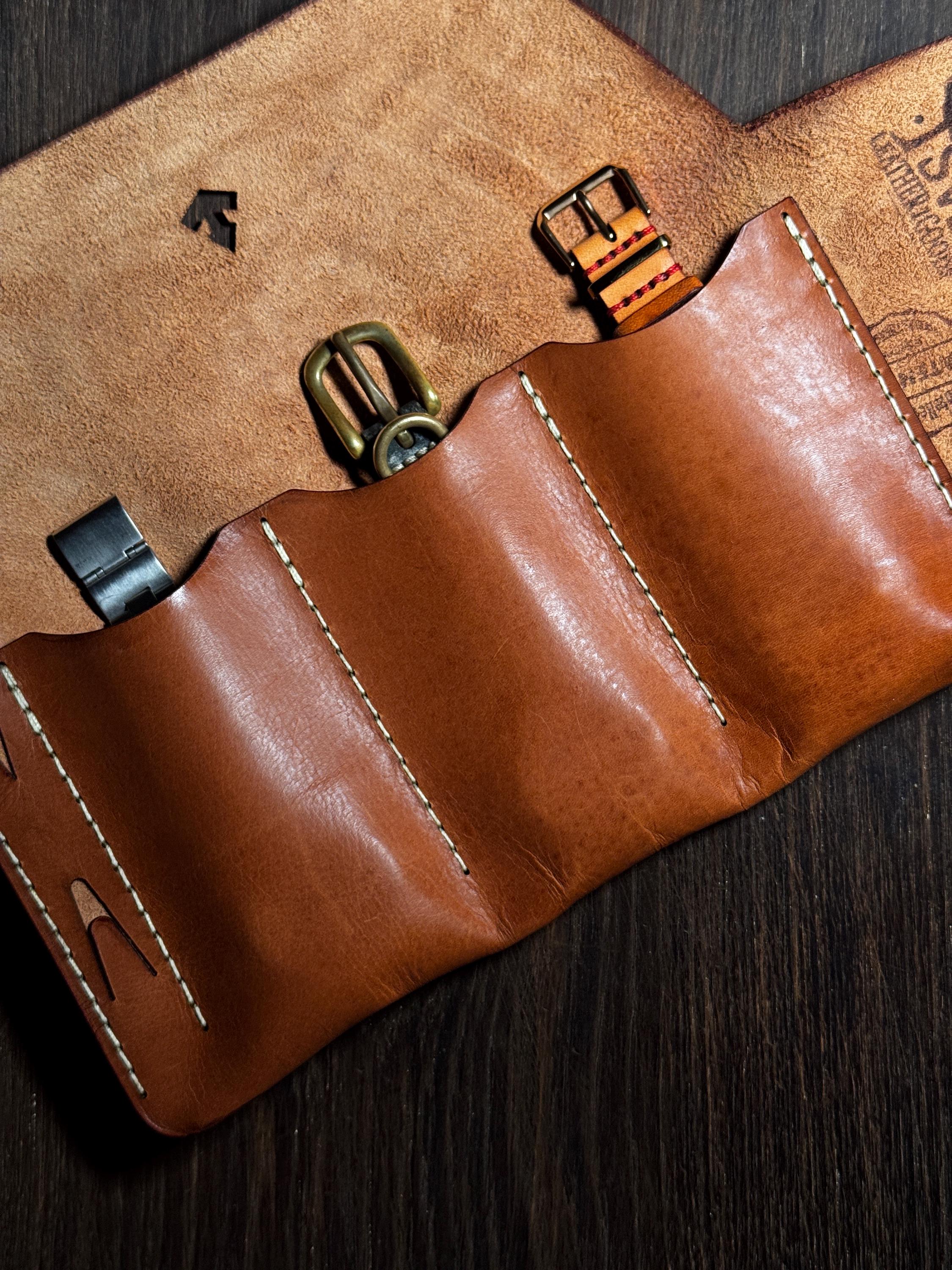 travel leather watch roll for 3 watches