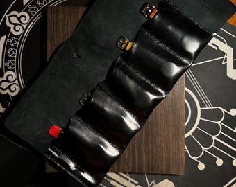 leather watch roll for 7 watches