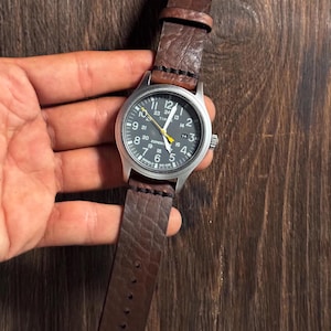 Handmade Horween Bison full grain leather watch band strap
