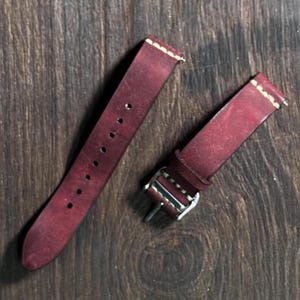 rustic red leather watch strap