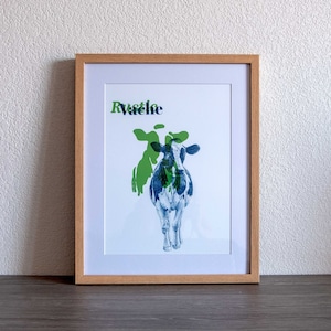 Affiche Vache, Illustration d'animaux, Poster, A6, A4, A3