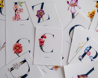 Carte postale décorative Lettre fleur