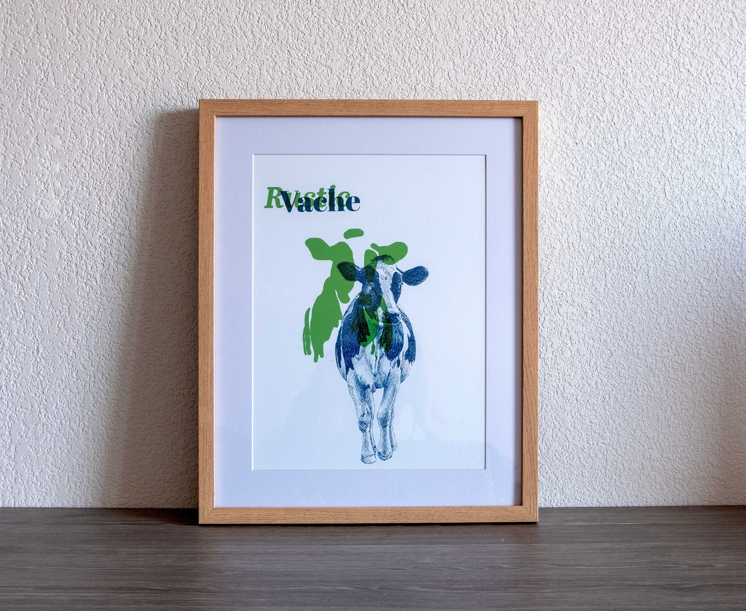 Affiche Vache, Illustration d'animaux, Poster, A6, A4, A3