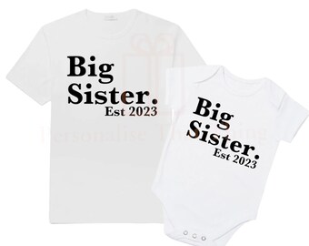 Personalised date Big sister Tshirt / baby onesie