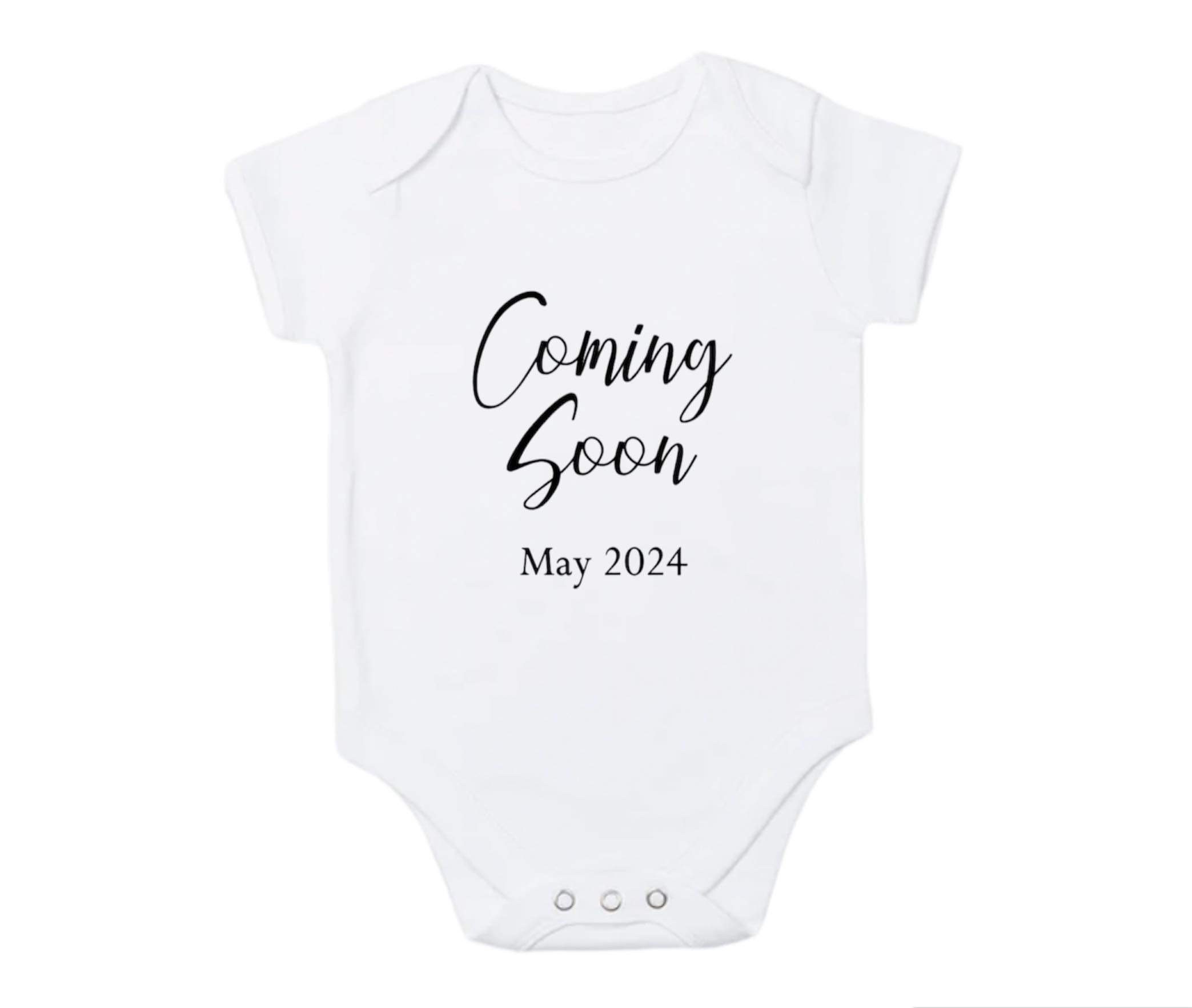 Coming soon pregnancy announcement baby bodysuit outfit