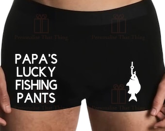 Personalised custom name lucky fishing men’s boxer trunks