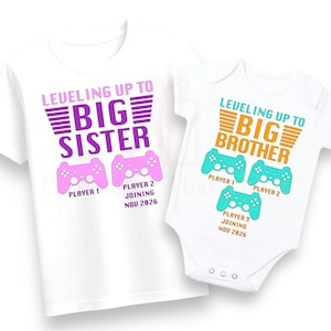 Passare al livello successivo con la maglietta personalizzata per controller di gioco Grande Fratello/Sorella/tutina per neonati