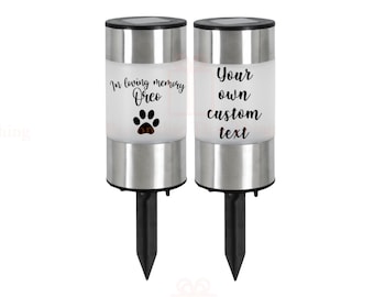 Memorial in memory of garden / grave silver pet paw print solar light