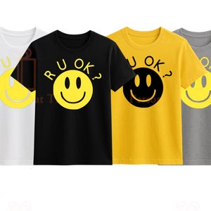 Are you ok day yellow smiley face r u ok tshirt - all sizes