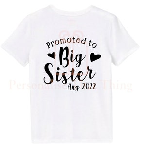 Personalised date Promoted to Big sister Pregnancy announcement baby bodysuit outfit / t-shirt