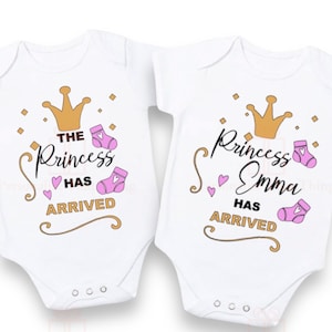 The Princess has arrived custom birth announcement baby bodysuit going home outfit