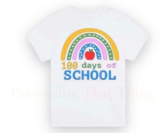 100 days of school rainbow apple tshirt