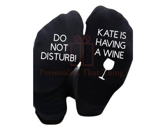 Having a wine custom printed name women’s socks