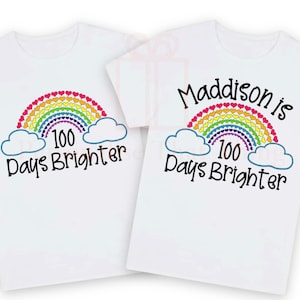 100 days brighter rainbow school personalised name t-shirt