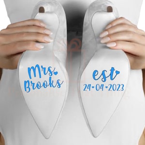 Personalised name & date wedding shoe decals