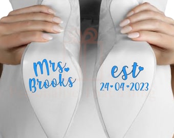 Personalised name & date wedding shoe decals