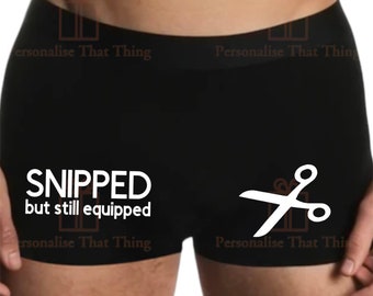 Snipped but still equipped men’s boxer trunks