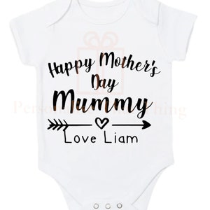 Personalised happy mothers day baby bodysuit outfit