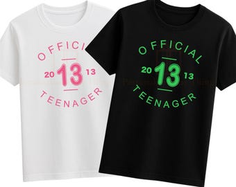 Official teenager 13 personalised year birthday party tshirt