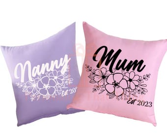 Mum / nan / custom name - flowers pillow cushion cover