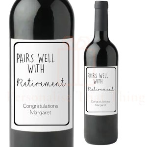 Personalised pairs well with retirement wine / champagne label