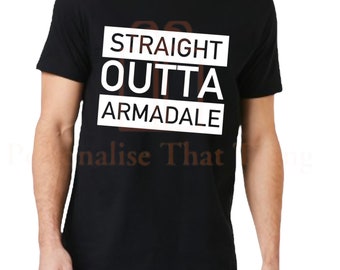 Straight outta personalised suburb mens T-shirt