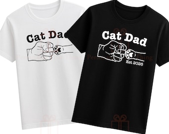 Cat dad pet paw fist pump personalised est tshirt