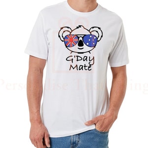 Camiseta masculina australiana gday mate coala