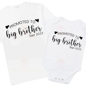 Promoted to Big brother personalised Pregnancy announcement baby bodysuit outfit / t-shirt