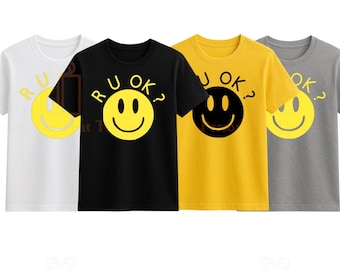 Are you ok day yellow smiley face r u ok tshirt - all sizes