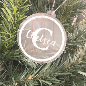 Personalised flat Christmas tree baubles