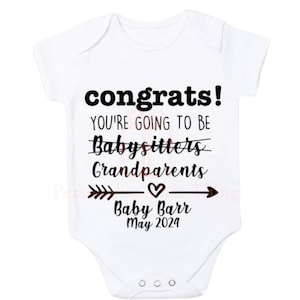 Congrats your going to be babysitters grandparents pregnancy announcement baby bodysuit outfit
