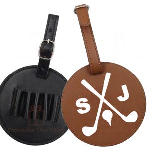Golf bag tag personalised faux leather tee holder tag