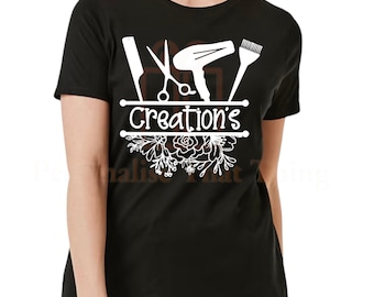 Custom your own text personalised womens flower hairdresser tshirt